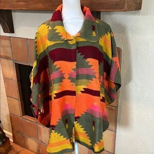 Tamsy Southwestern Print Collared Smock, One Size